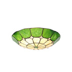 NL72379 Archie Tiffany Non-electric Up Lighter Shade Cream/Green/Clear Crystal Centre/Aged Antique Brass Trim