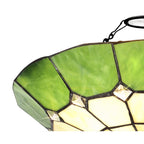 NL72379 Archie Tiffany Non-electric Up Lighter Shade Cream/Green/Clear Crystal Centre/Aged Antique Brass Trim