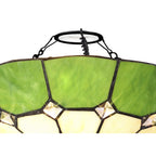 NL72379 Archie Tiffany Non-electric Up Lighter Shade Cream/Green/Clear Crystal Centre/Aged Antique Brass Trim