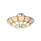 NL72399 Archie Tiffany Non-electric Up Lighter Shade Cream/Grey/Crystal Centre/Satin Nickel Brass Trim