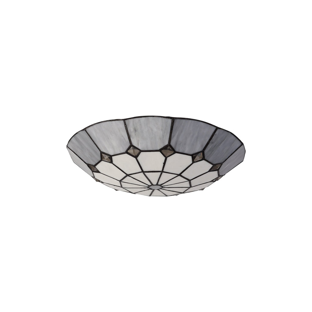 NL72399 Archie Tiffany Non-electric Up Lighter Shade Cream/Grey/Crystal Centre/Satin Nickel Brass Trim