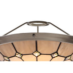 NL72399 Archie Tiffany Non-electric Up Lighter Shade Cream/Grey/Crystal Centre/Satin Nickel Brass Trim