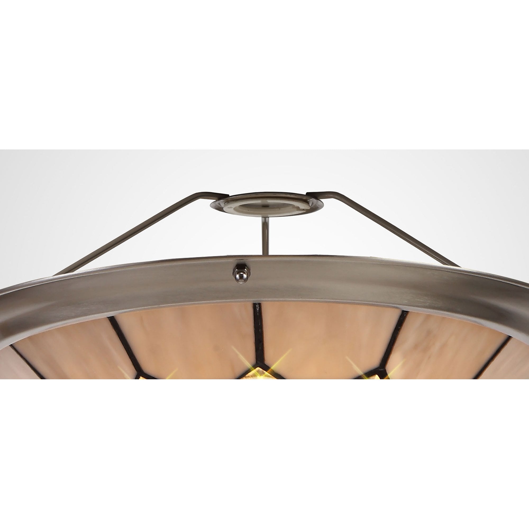 NL72399 Archie Tiffany Non-electric Up Lighter Shade Cream/Grey/Crystal Centre/Satin Nickel Brass Trim