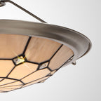 NL72399 Archie Tiffany Non-electric Up Lighter Shade Cream/Grey/Crystal Centre/Satin Nickel Brass Trim