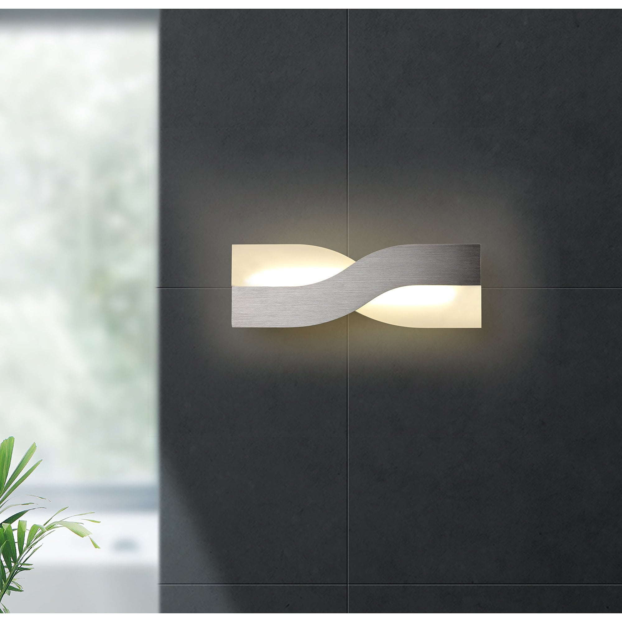 NL70419 Abe Wall Lamp LED Brushed Aluminium/Frosted White