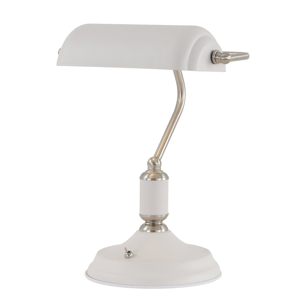 NL70039 Barnie Table Lamp 1 Light With Toggle Switch Satin Nickel/Sand White