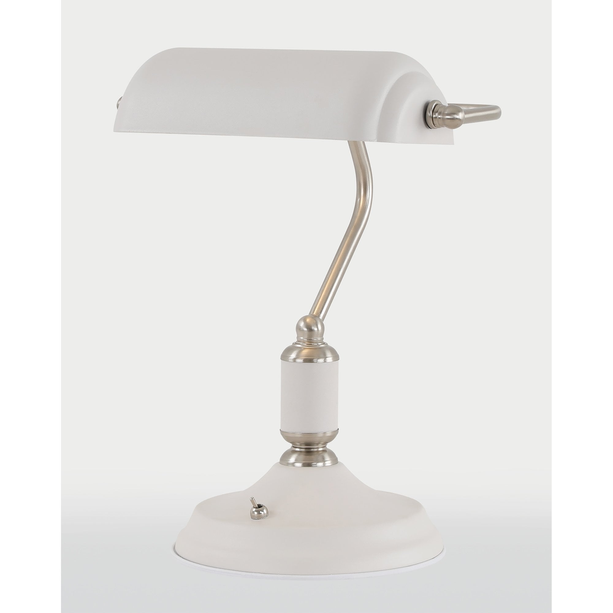 NL70039 Barnie Table Lamp 1 Light With Toggle Switch Satin Nickel/Sand White