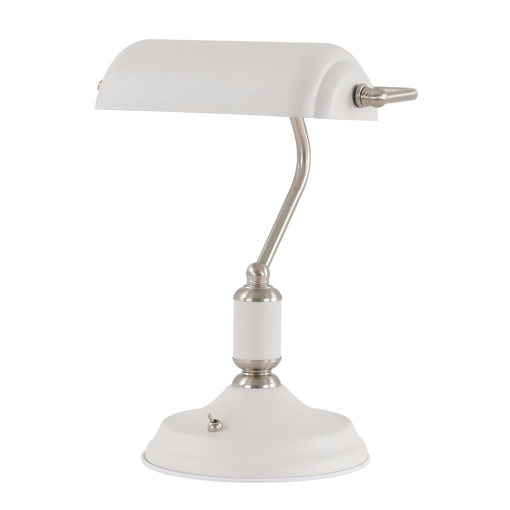 NL70039 Barnie Table Lamp 1 Light With Toggle Switch Satin Nickel/Sand White