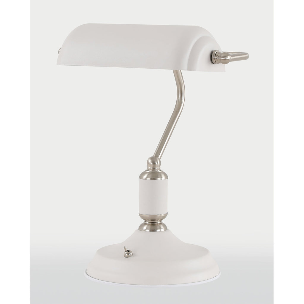 NL70039 Barnie Table Lamp 1 Light With Toggle Switch Satin Nickel/Sand White