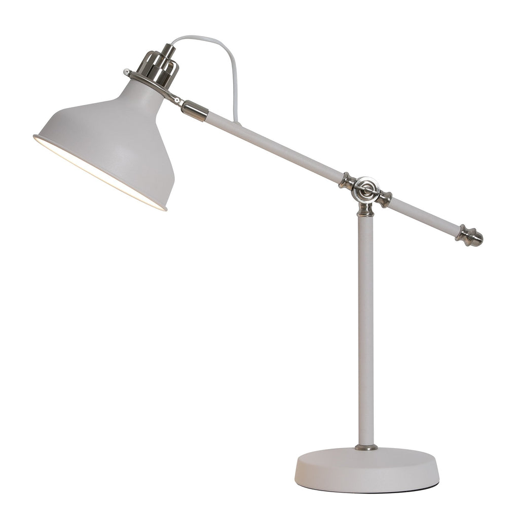 NL70069 Barnie Adjustable Table Lamp Sand White/Satin Nickel/White