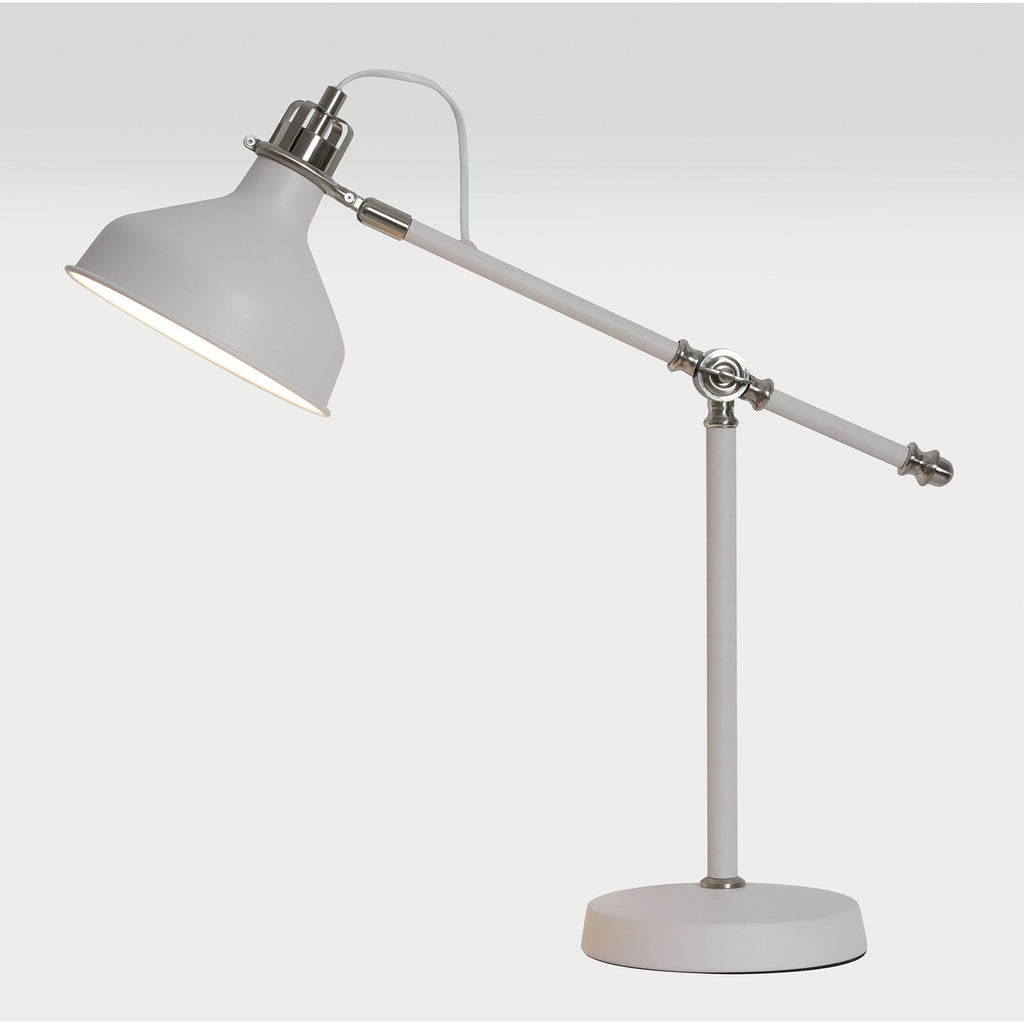 NL70069 Barnie Adjustable Table Lamp Sand White/Satin Nickel/White