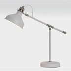 NL70069 Barnie Adjustable Table Lamp Sand White/Satin Nickel/White