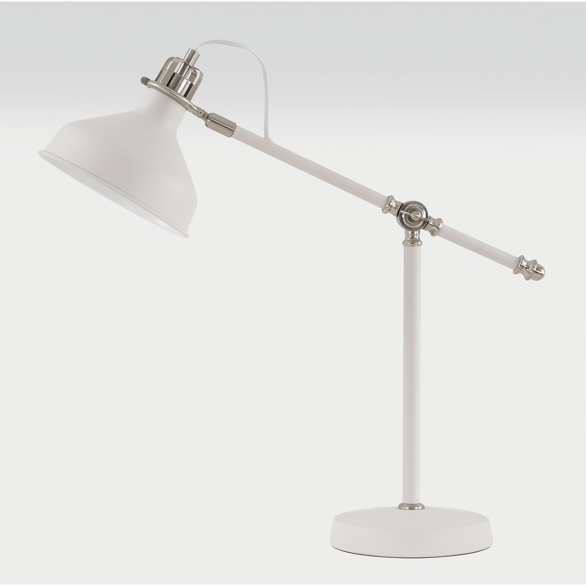 NL70069 Barnie Adjustable Table Lamp Sand White/Satin Nickel/White