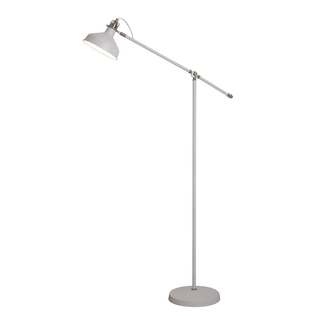 NL70099 Barnie Adjustable Floor Lamp Sand White/Satin Nickel/White