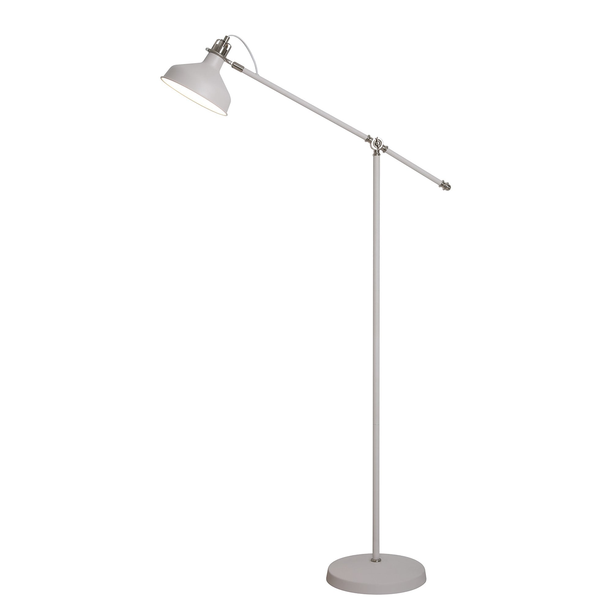NL70099 Barnie Adjustable Floor Lamp Sand White/Satin Nickel/White