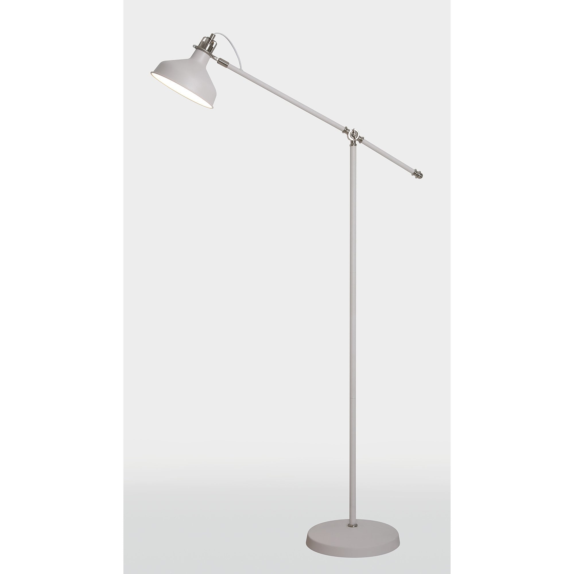NL70099 Barnie Adjustable Floor Lamp Sand White/Satin Nickel/White