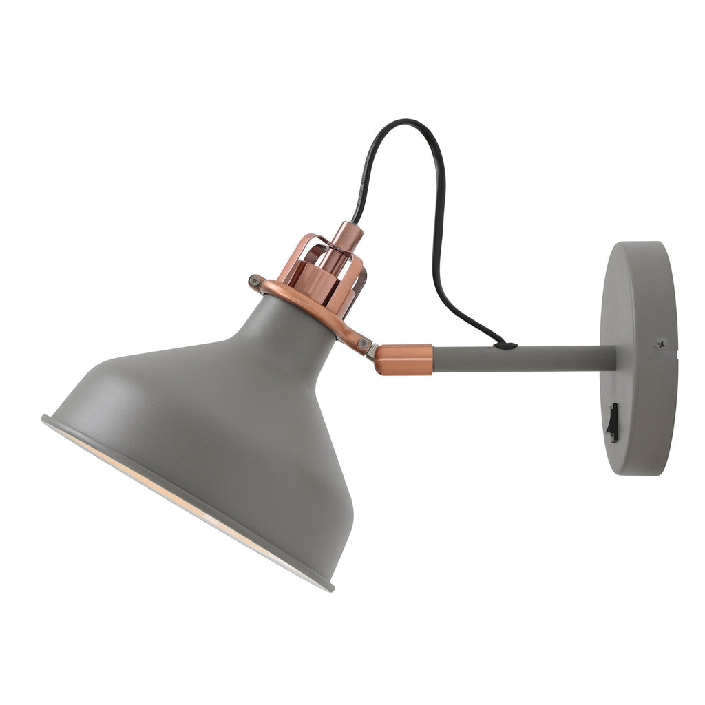 NL70119 Barnie Adjustable Wall Lamp Switched Sand Grey/Copper/White