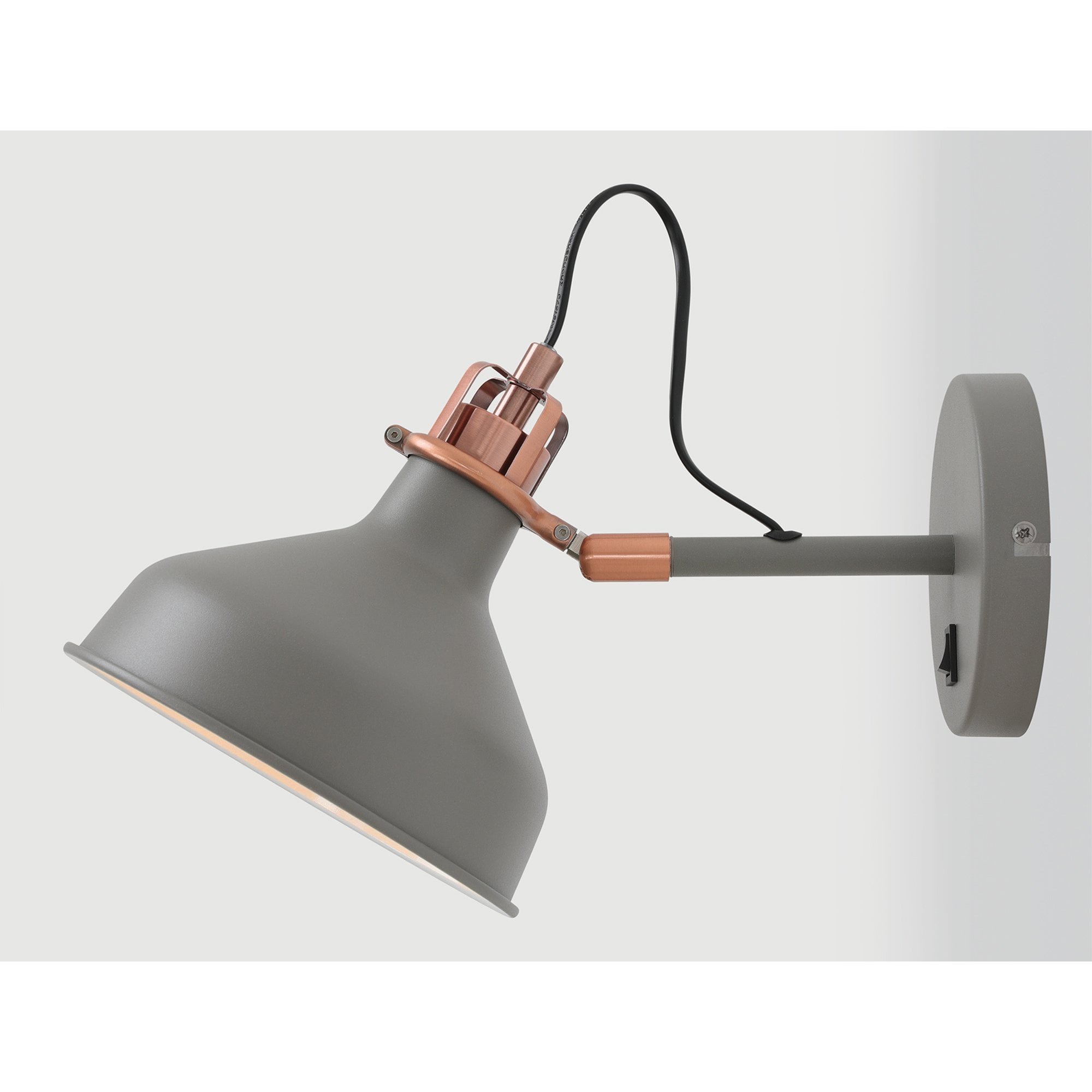 NL70119 Barnie Adjustable Wall Lamp Switched Sand Grey/Copper/White