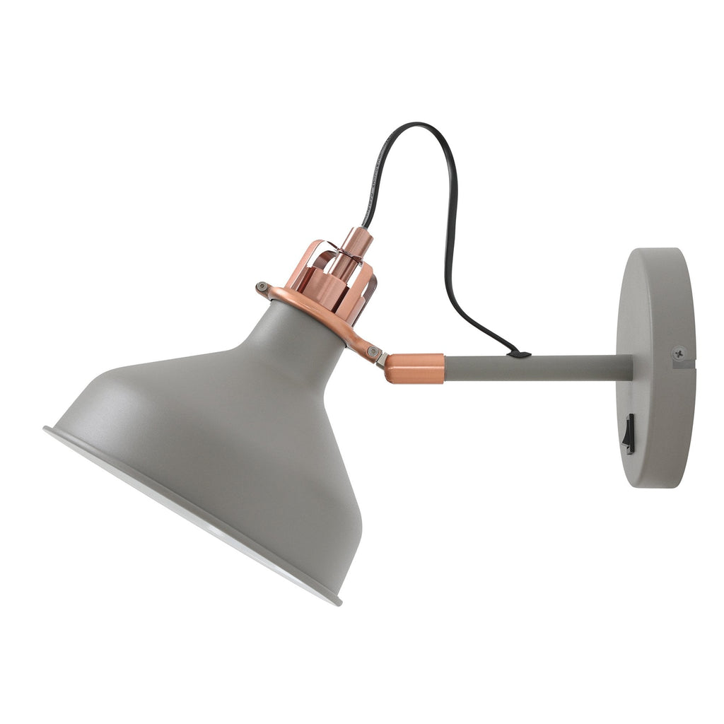 NL70119 Barnie Adjustable Wall Lamp Switched Sand Grey/Copper/White