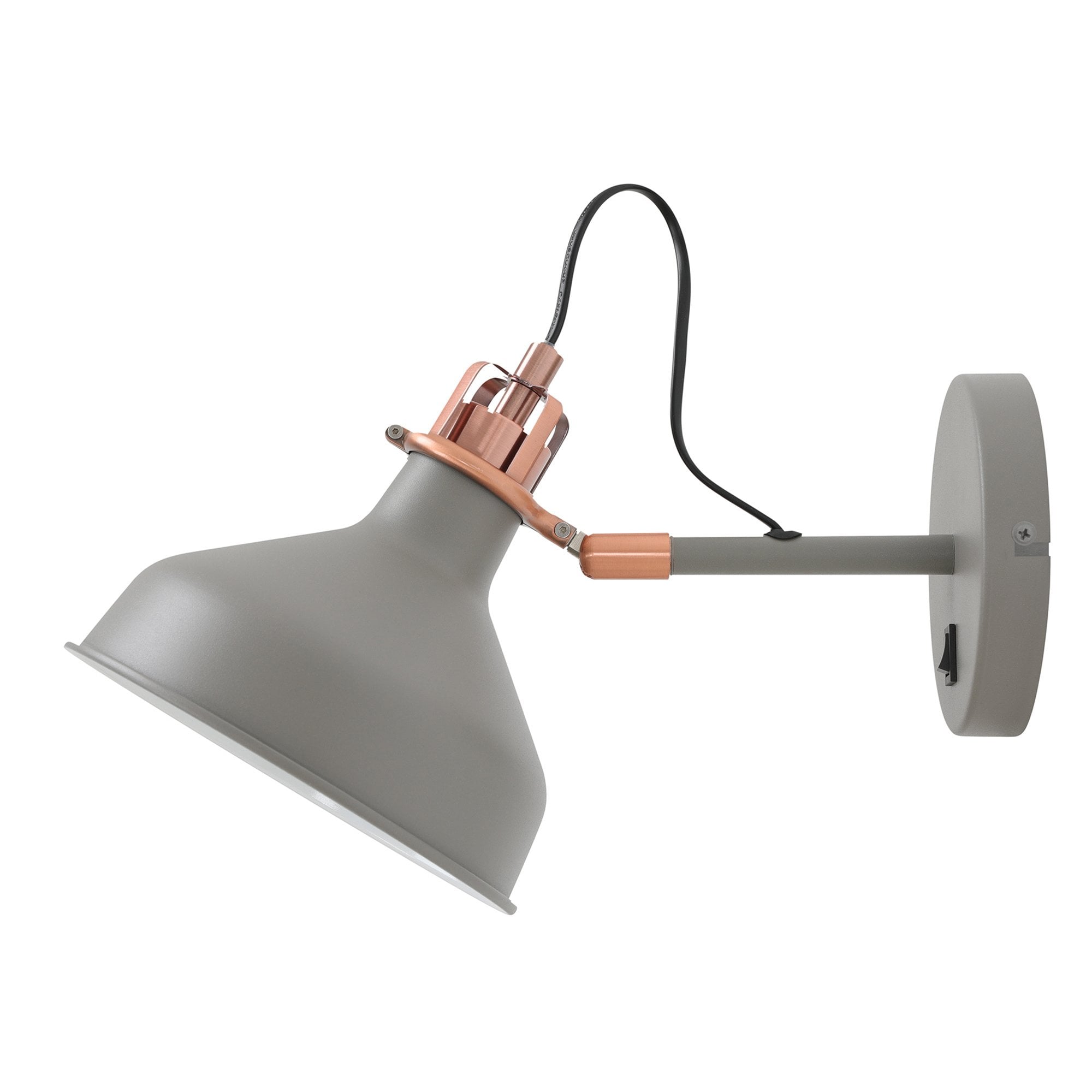 NL70119 Barnie Adjustable Wall Lamp Switched Sand Grey/Copper/White