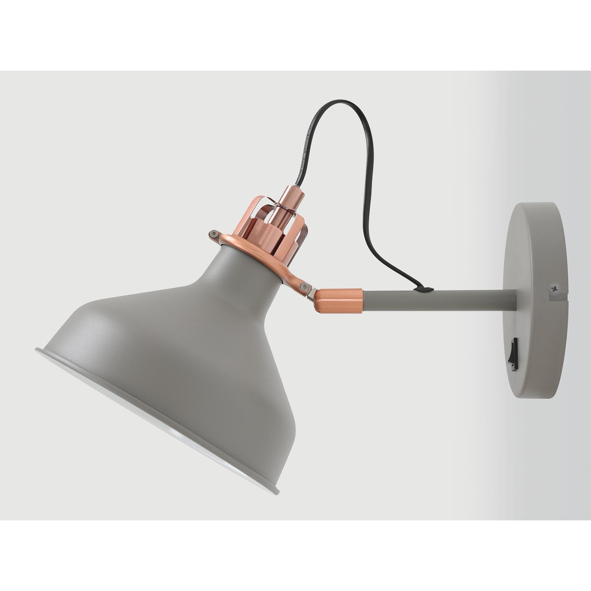NL70119 Barnie Adjustable Wall Lamp Switched Sand Grey/Copper/White
