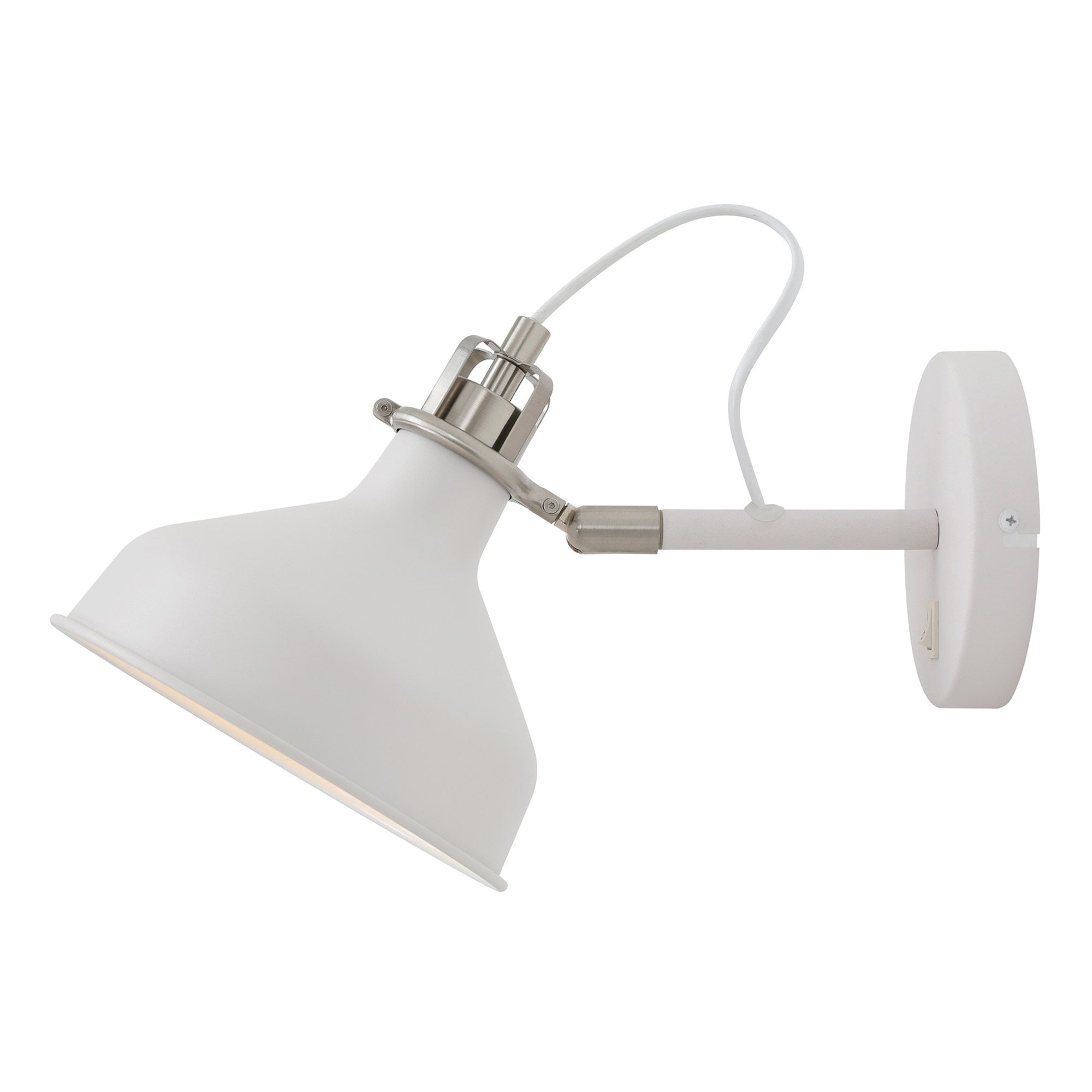 NL70129 Barnie Adjustable Wall Lamp Switched Sand White/Satin Nickel/White