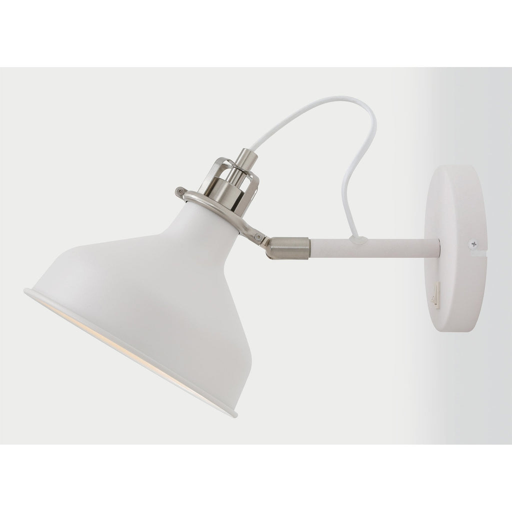 NL70129 Barnie Adjustable Wall Lamp Switched Sand White/Satin Nickel/White