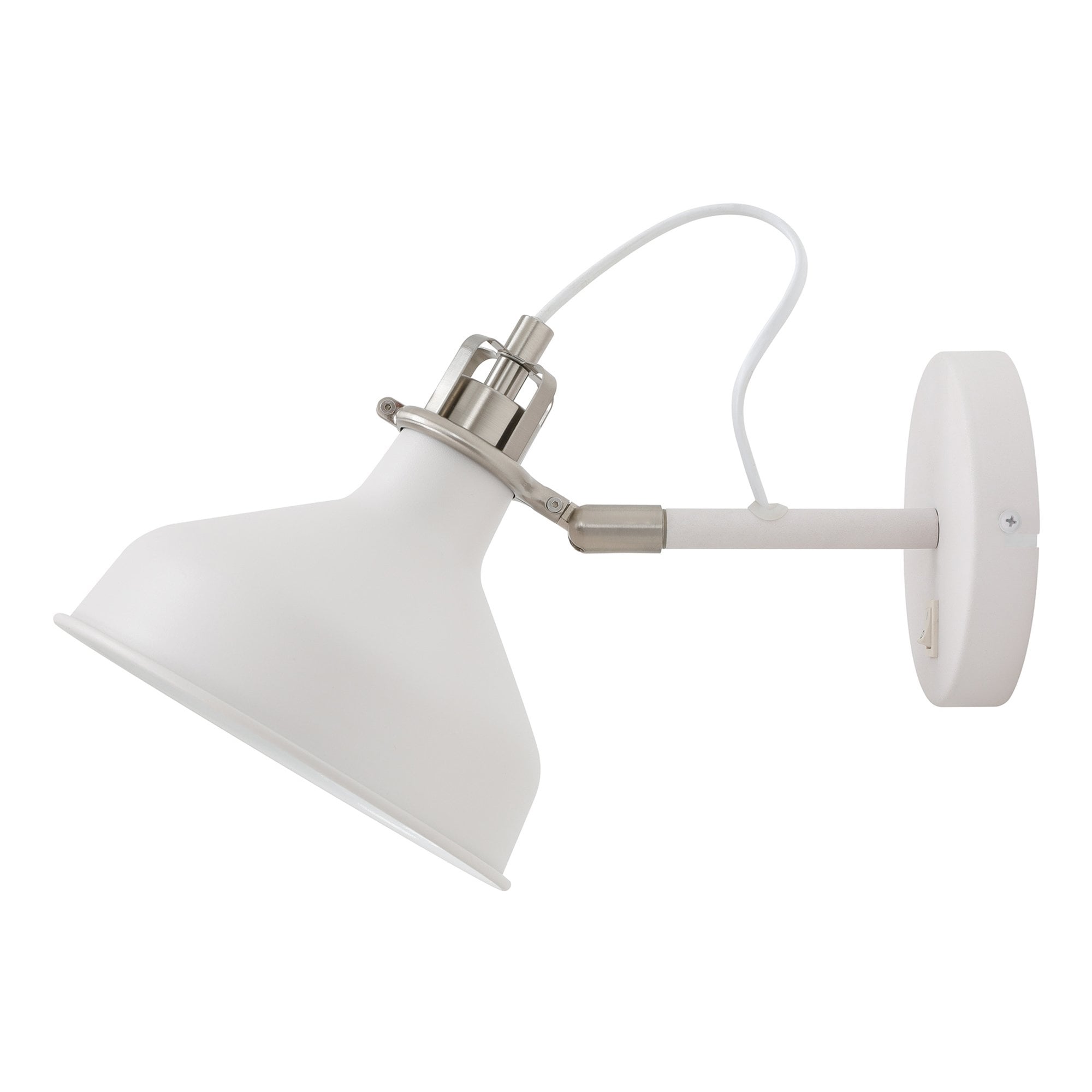 NL70129 Barnie Adjustable Wall Lamp Switched Sand White/Satin Nickel/White