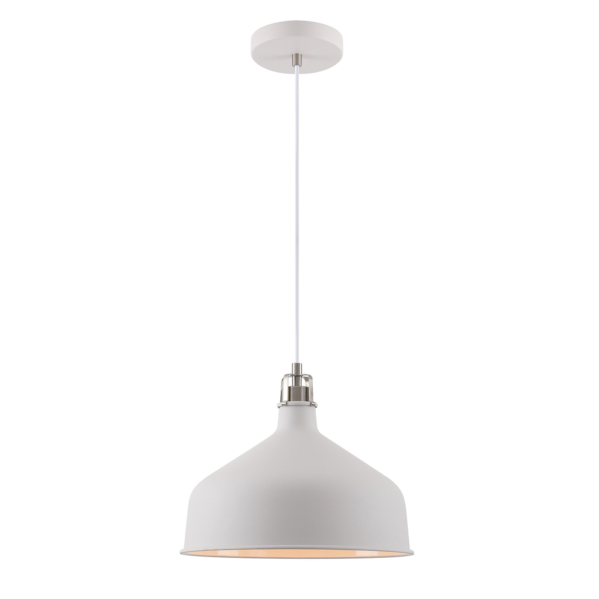 NL70189 Barnie Medium Pendant Sand White/Satin Nickel/White