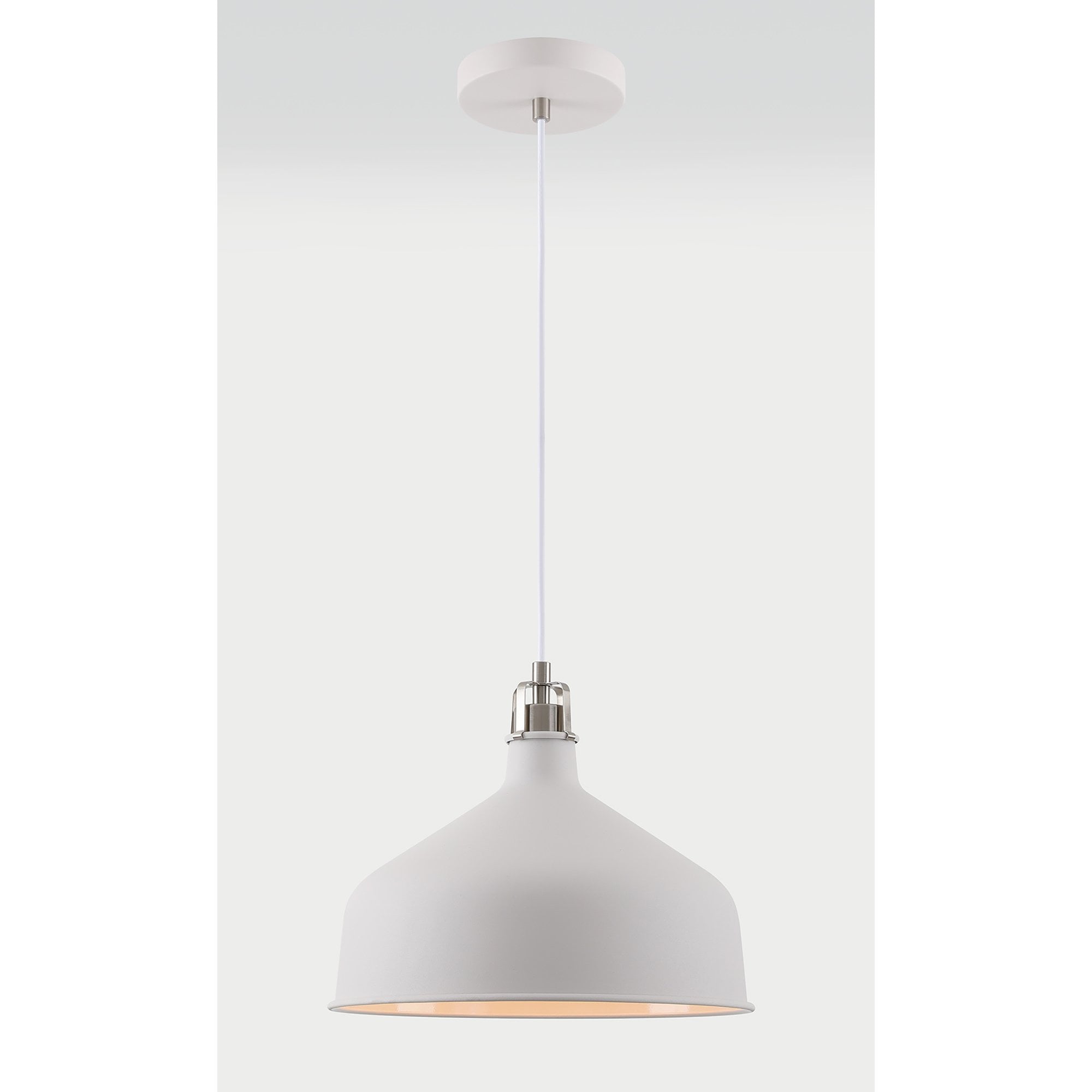 NL70189 Barnie Medium Pendant Sand White/Satin Nickel/White