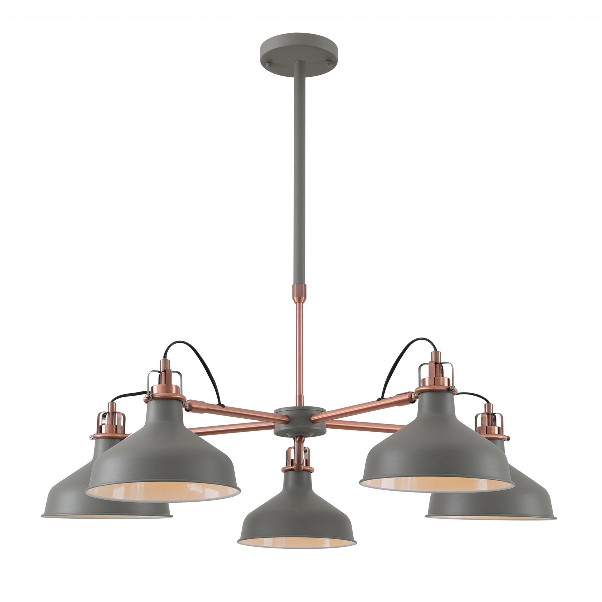 NL70209 Barnie Telescopic 5 Light Pendant Sand Grey/Copper/White