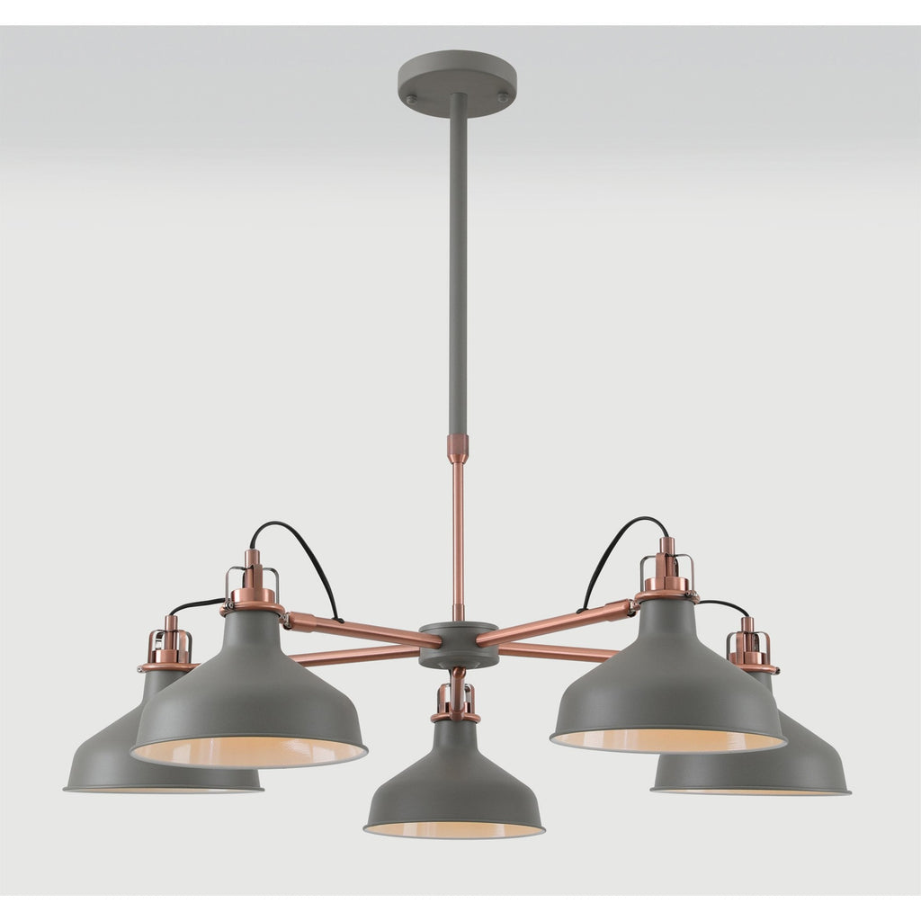 NL70209 Barnie Telescopic 5 Light Pendant Sand Grey/Copper/White