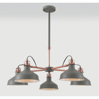 NL70209 Barnie Telescopic 5 Light Pendant Sand Grey/Copper/White