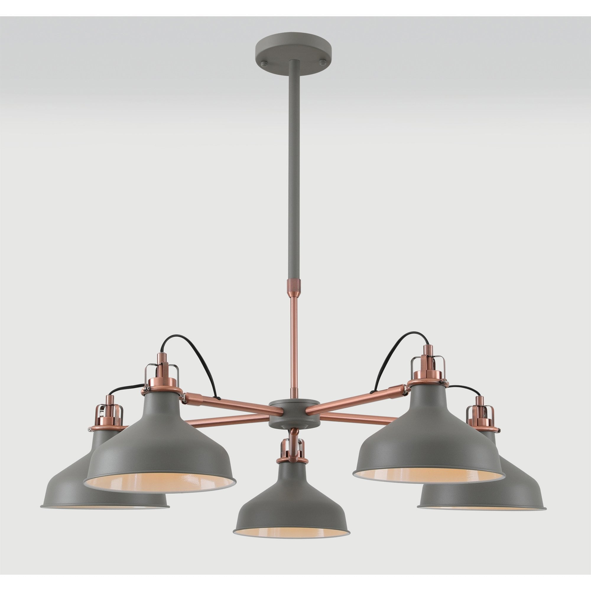 NL70209 Barnie Telescopic 5 Light Pendant Sand Grey/Copper/White