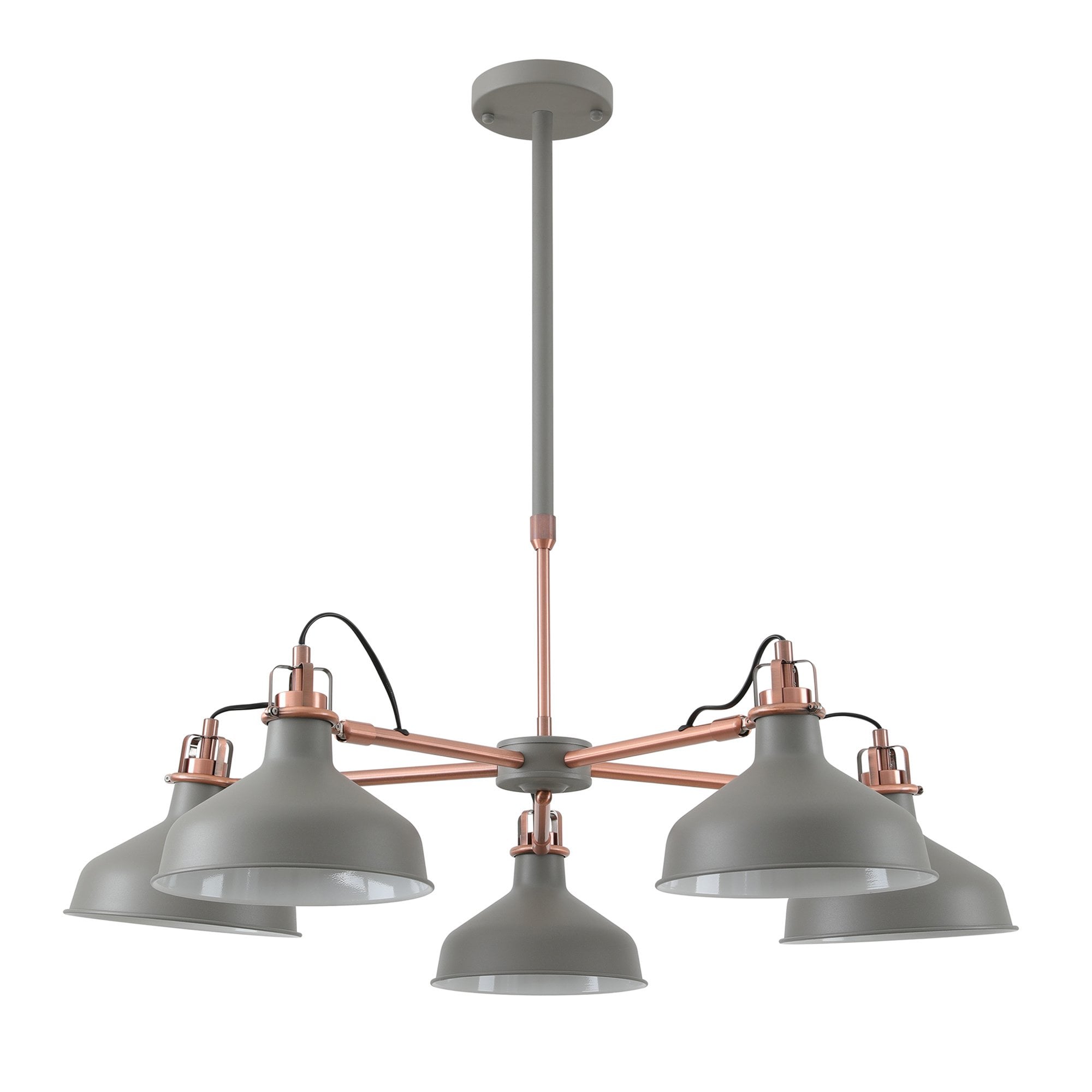 NL70209 Barnie Telescopic 5 Light Pendant Sand Grey/Copper/White