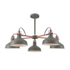 NL70209 Barnie Telescopic 5 Light Pendant Sand Grey/Copper/White