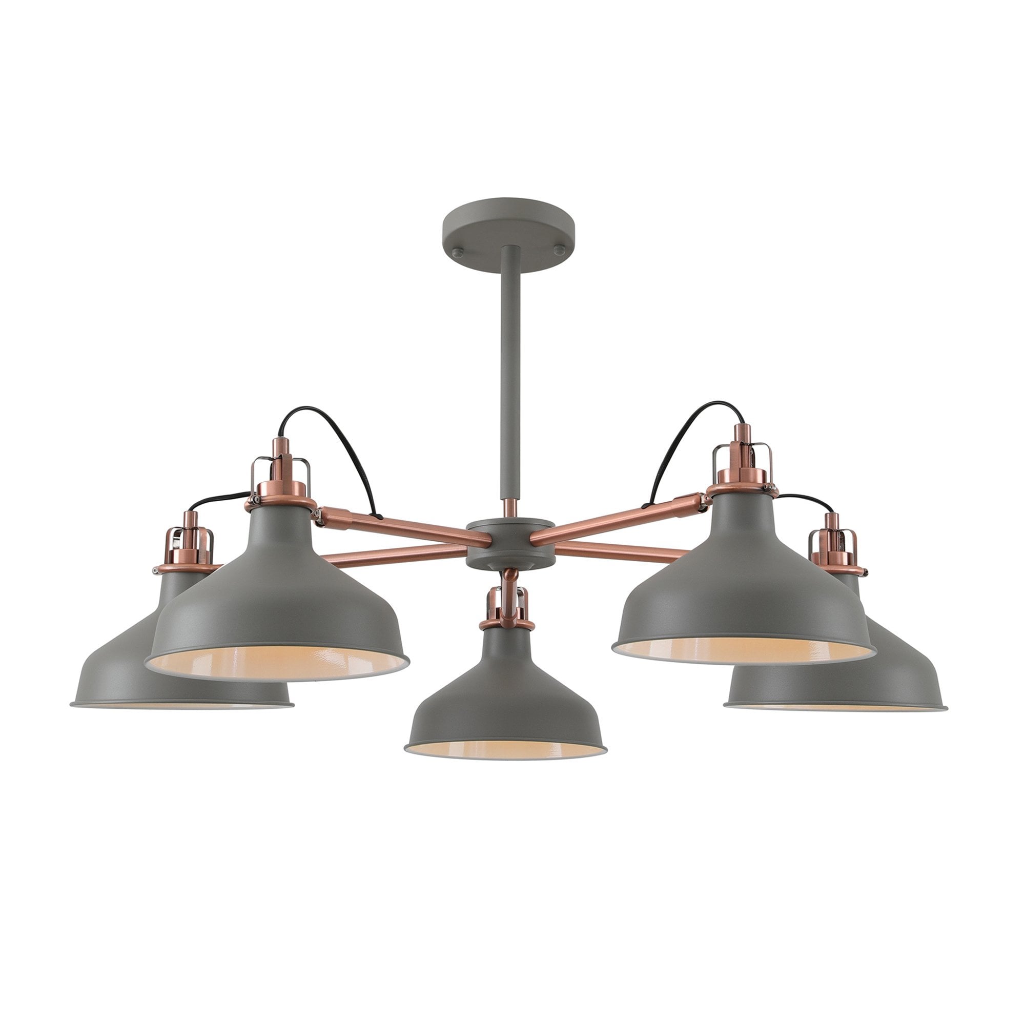 NL70209 Barnie Telescopic 5 Light Pendant Sand Grey/Copper/White