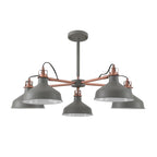 NL70209 Barnie Telescopic 5 Light Pendant Sand Grey/Copper/White