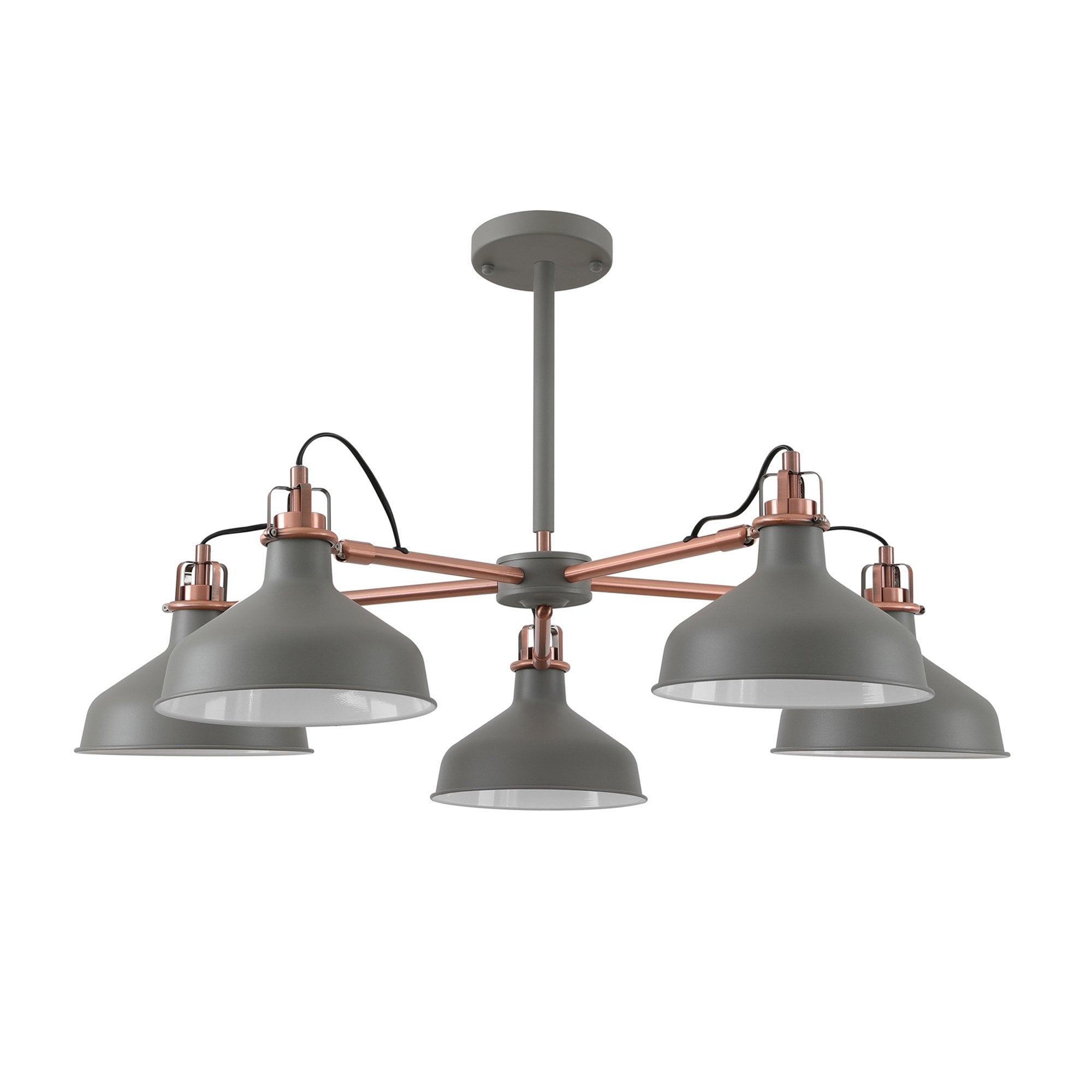 NL70209 Barnie Telescopic 5 Light Pendant Sand Grey/Copper/White