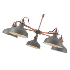 NL70209 Barnie Telescopic 5 Light Pendant Sand Grey/Copper/White