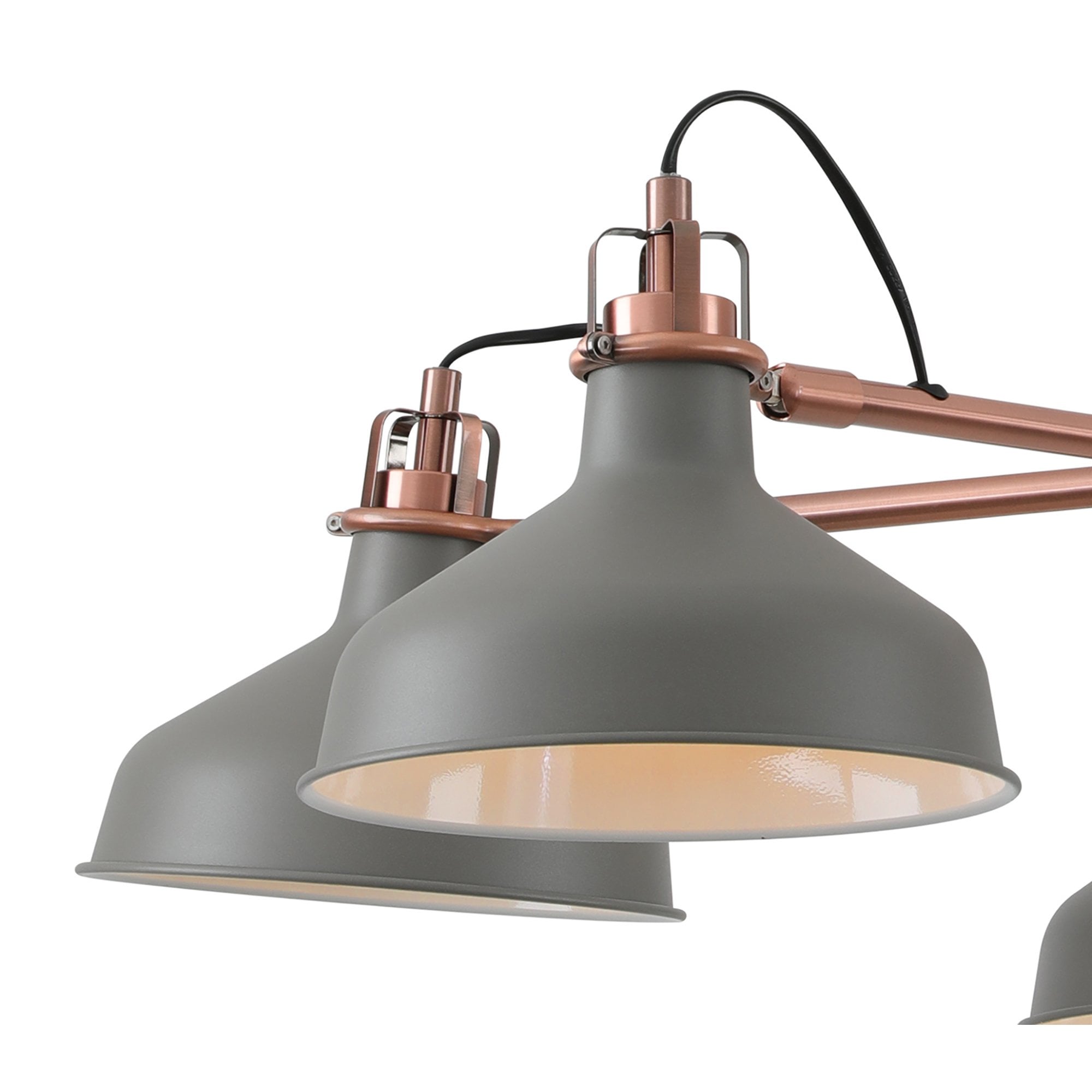NL70209 Barnie Telescopic 5 Light Pendant Sand Grey/Copper/White