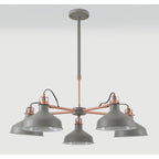 NL70209 Barnie Telescopic 5 Light Pendant Sand Grey/Copper/White