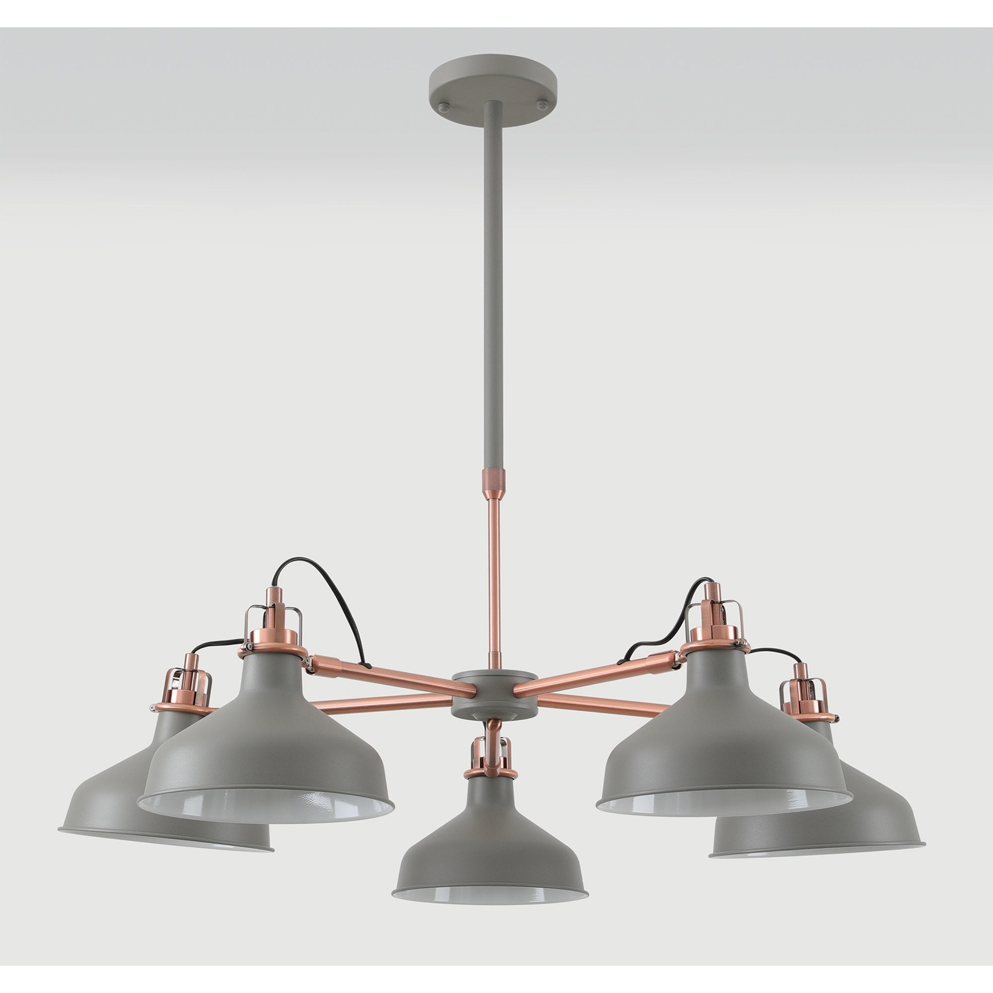 NL70209 Barnie Telescopic 5 Light Pendant Sand Grey/Copper/White