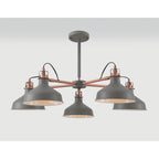 NL70209 Barnie Telescopic 5 Light Pendant Sand Grey/Copper/White