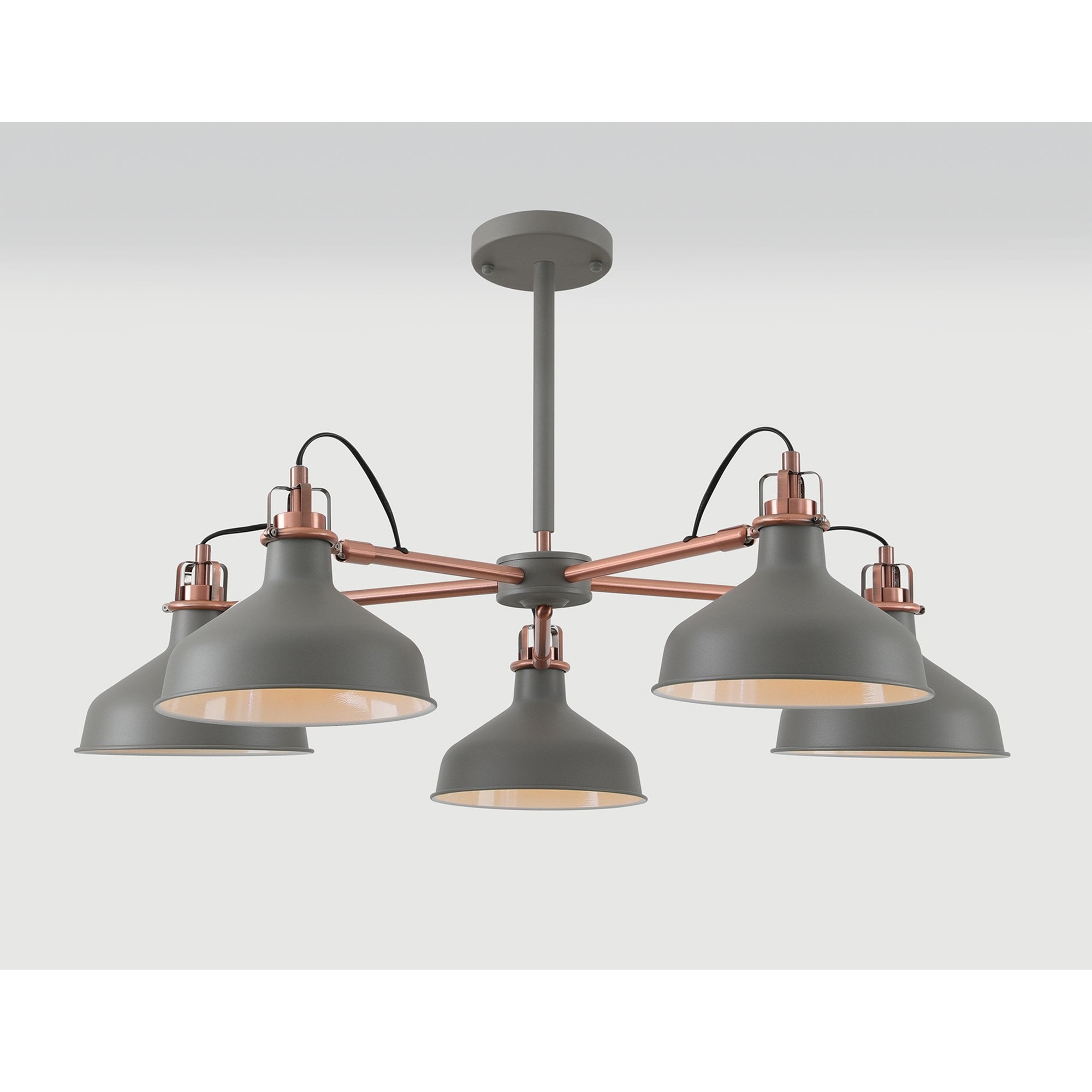 NL70209 Barnie Telescopic 5 Light Pendant Sand Grey/Copper/White
