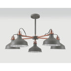 NL70209 Barnie Telescopic 5 Light Pendant Sand Grey/Copper/White