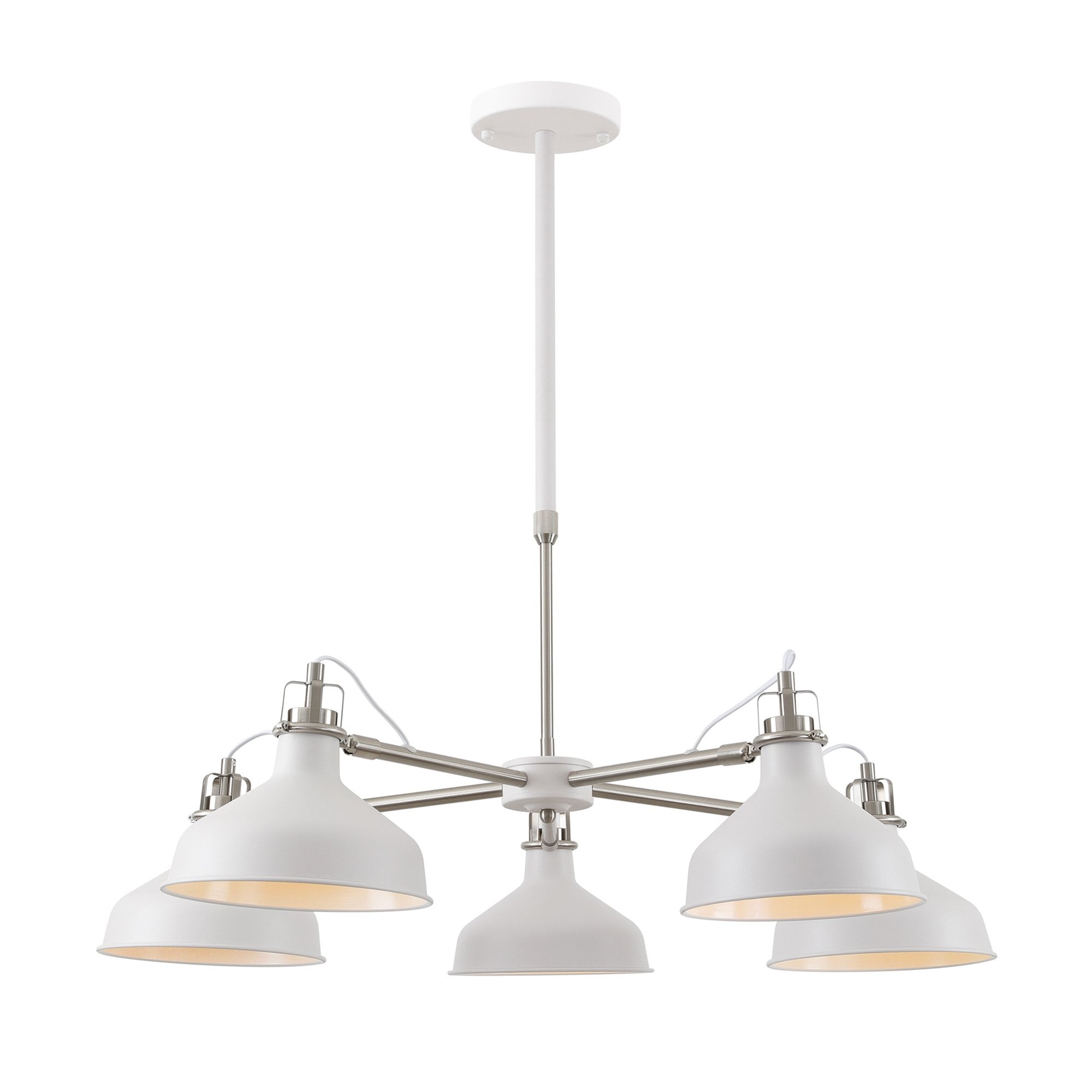 NL70219 Barnie Telescopic 5 Light Pendant Sand White/Satin Nickel/White