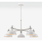 NL70219 Barnie Telescopic 5 Light Pendant Sand White/Satin Nickel/White