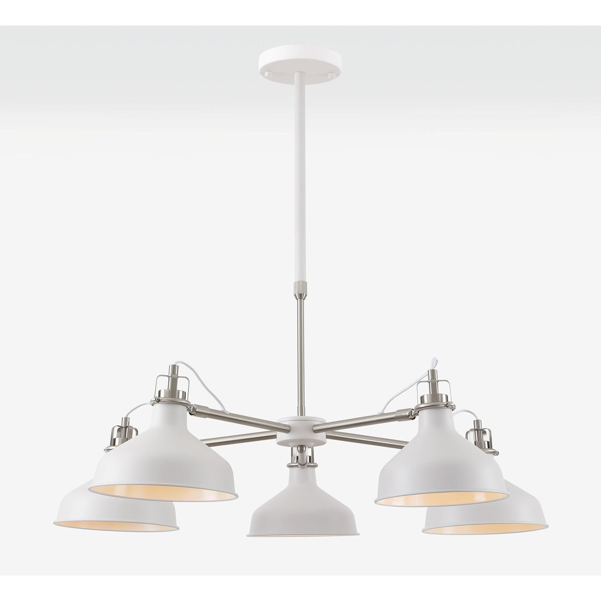NL70219 Barnie Telescopic 5 Light Pendant Sand White/Satin Nickel/White