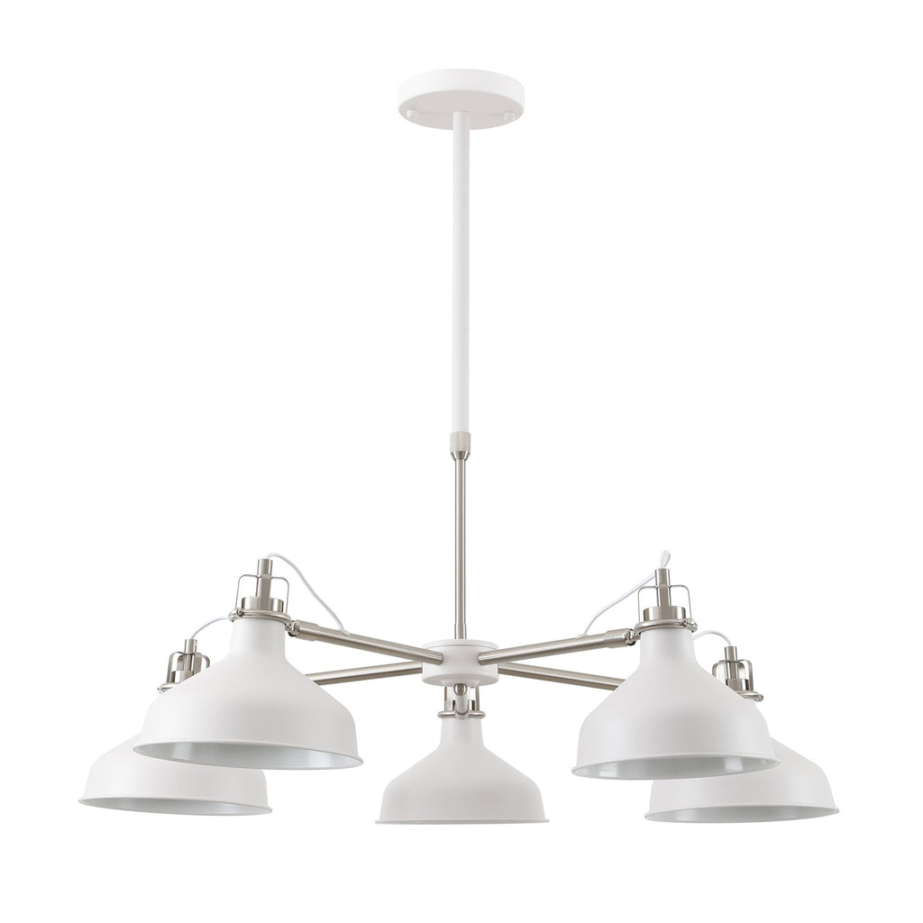 NL70219 Barnie Telescopic 5 Light Pendant Sand White/Satin Nickel/White